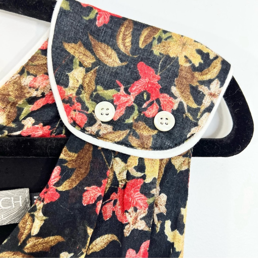 Vintage 80s style Cokluch Montreal black floral gauzy cotton mini summer dress M - Picture 7 of 13